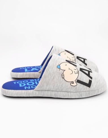 Mr. Men Grey Mr Lazy Mule Slippers