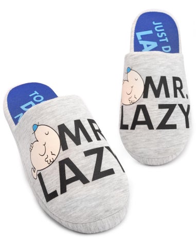 Mr. Men Grey Mr Lazy Mule Slippers