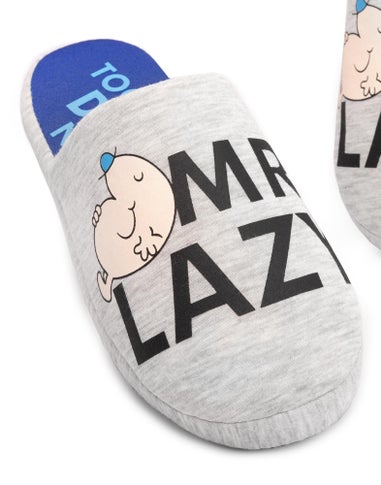 Mr. Men Grey Mr Lazy Mule Slippers