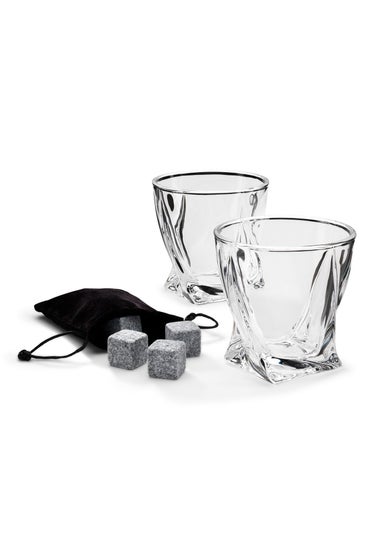 Connoisseur Creations Clear Twisted Glass with Ice Stones Set of 2