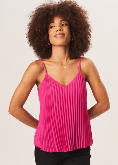 Gini London Pink Strappy Pleated Cami Top