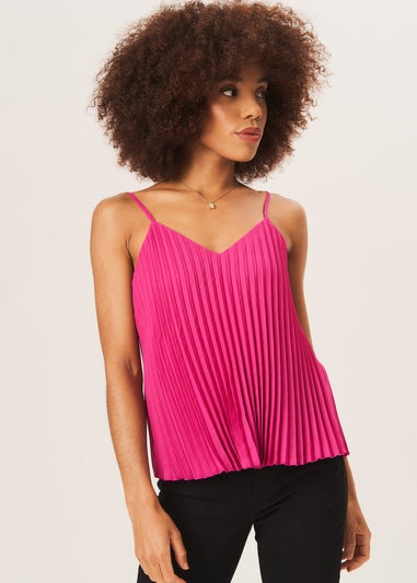 Gini London Pink Strappy Pleated Cami Top