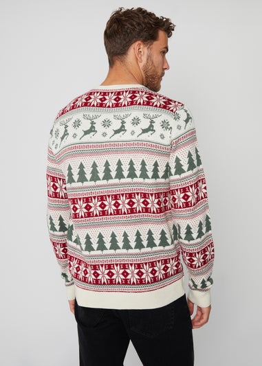 Threadbare Ecru Fairisle Christmas Crew Neck Jumper