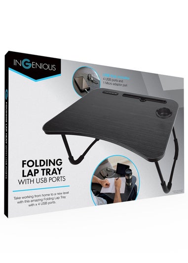 InGenious Black Folding Lap Tray with USB Ports