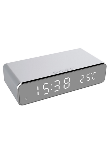 RED5 Silver Wireless Charging Alarm Clock Silver