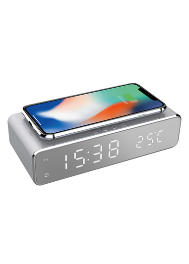 RED5 Silver Wireless Charging Alarm Clock Silver