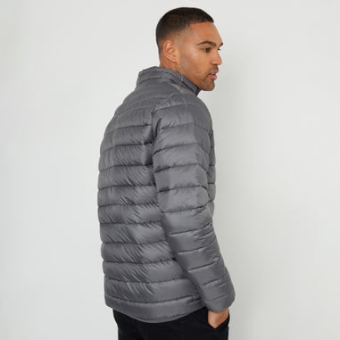 Threadbare Dark Grey Matte Finish Padded Funnel Neck Jacket