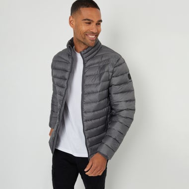 Threadbare Dark Grey Matte Finish Padded Funnel Neck Jacket