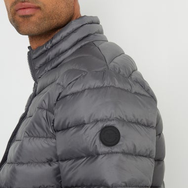 Threadbare Dark Grey Matte Finish Padded Funnel Neck Jacket