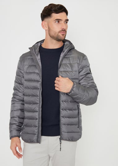 Threadbare Dark Grey Matte Finish Padded Hooded Jacket