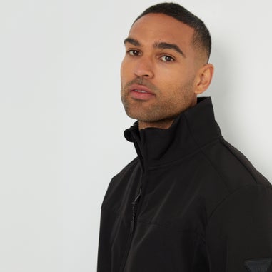 Threadbare Black Funnel Neck Lightweight Jacket With Stretch