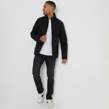 Threadbare Black Funnel Neck Lightweight Jacket With Stretch