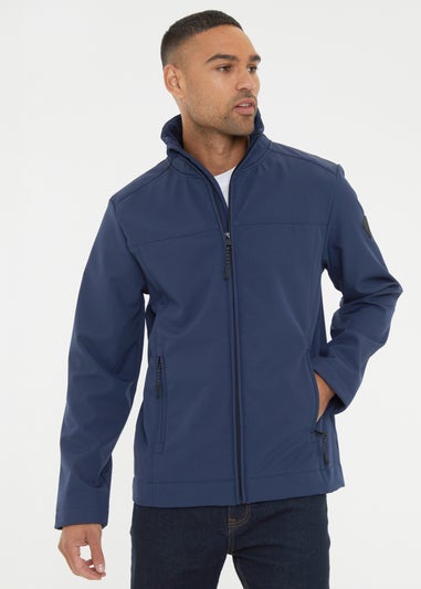 Threadbare Navy Funnel Neck Lightweight Jacket With Stretch