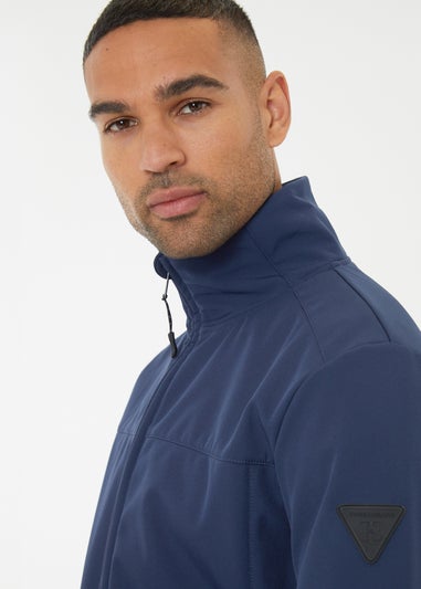 Threadbare Navy Funnel Neck Lightweight Jacket With Stretch