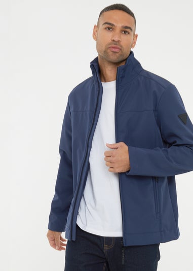 Threadbare Navy Funnel Neck Lightweight Jacket With Stretch