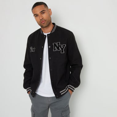 Threadbare Black Varsity Bomber Jacket