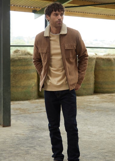 Threadbare Brown Faux Suede Borg Lined Jacket