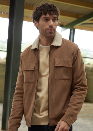 Threadbare Brown Faux Suede Borg Lined Jacket