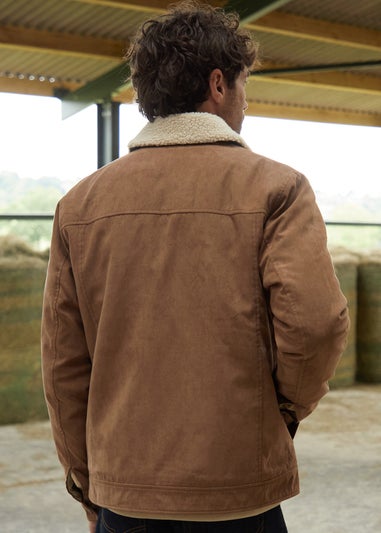 Threadbare Brown Faux Suede Borg Lined Jacket