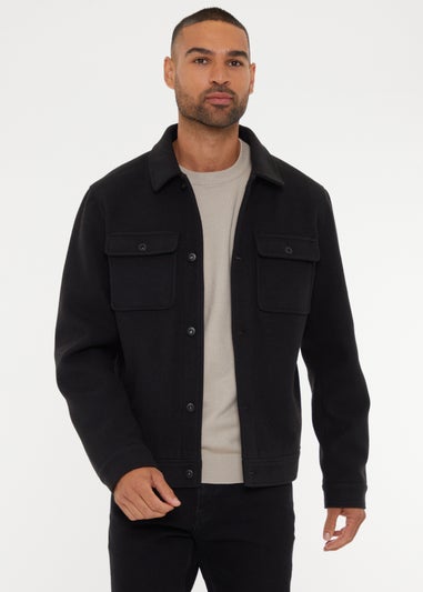 Threadbare Black Brushed Button Up Shacket