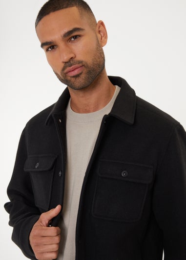 Threadbare Black Brushed Button Up Shacket