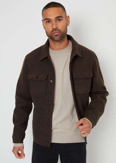 Threadbare Chocolate Brushed Button Up Shacket