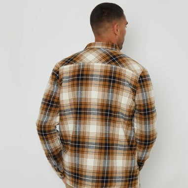 Threadbare Camel Borg Lined Check Shacket