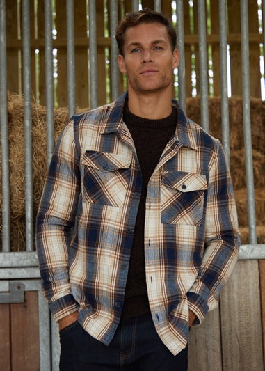 Threadbare Brown Brushed Check Shacket