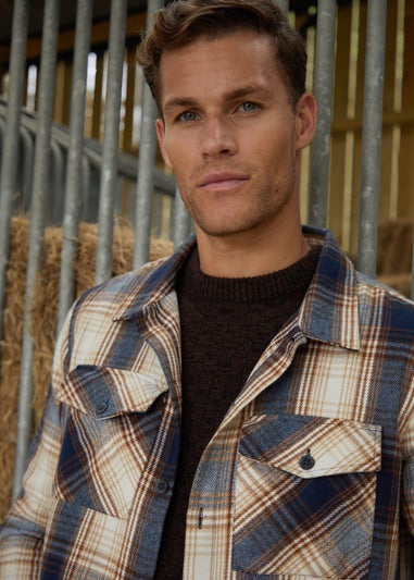 Threadbare Brown Brushed Check Shacket