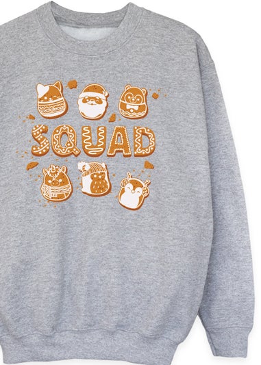 Squishmallows Kids Grey Christmas Gingerbread Squad Heather Sweatshirt (5-13 Years)