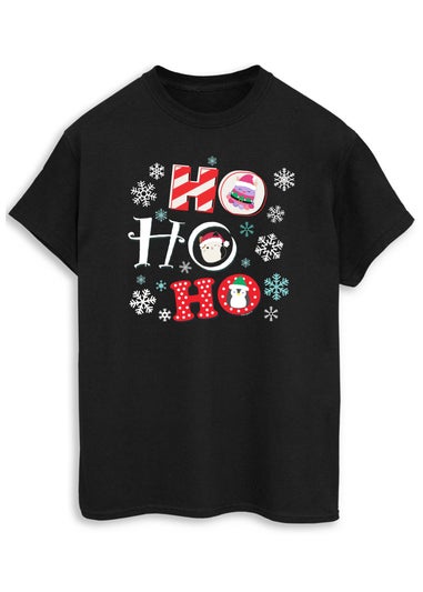 Squishmallows Black Ho Ho Ho Boyfriend Fit T-Shirt