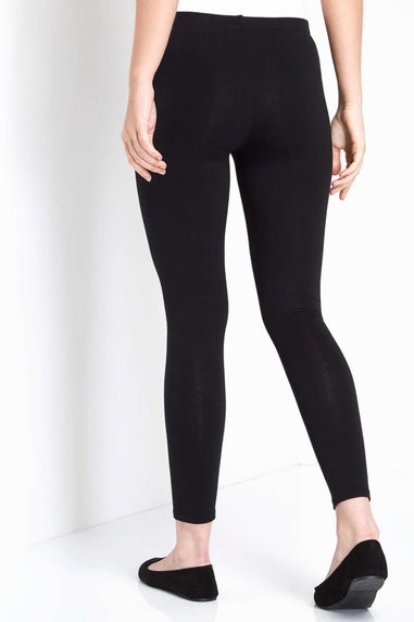 Roman Black Curve Stretch Plain Elastic Waist Leggings