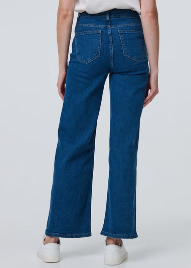 Izabel London Blue Denim High Waist Wide Leg Jeans