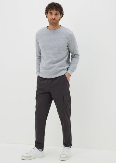 Charcoal Smart Cuffed Cargo Trousers