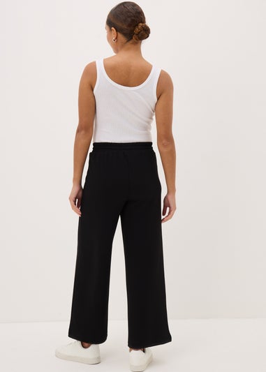 Papaya Petite Black Front Seam Wide Leg Trousers