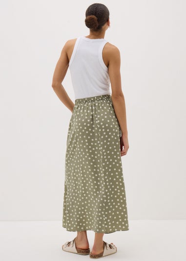 Sage Green Spot Flared Hem Midaxi Skirt