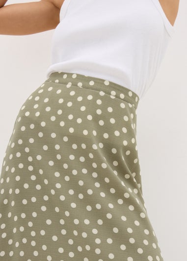 Sage Green Spot Flared Hem Midaxi Skirt