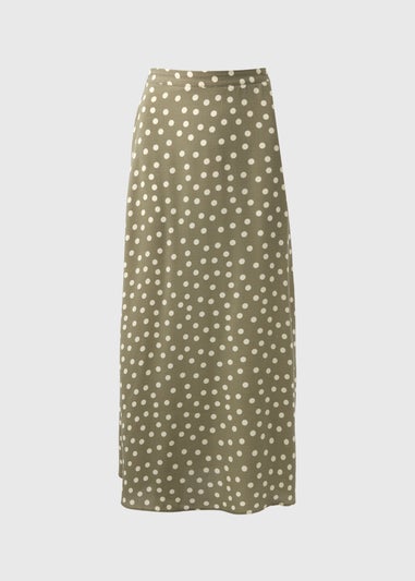 Sage Green Spot Flared Hem Midaxi Skirt