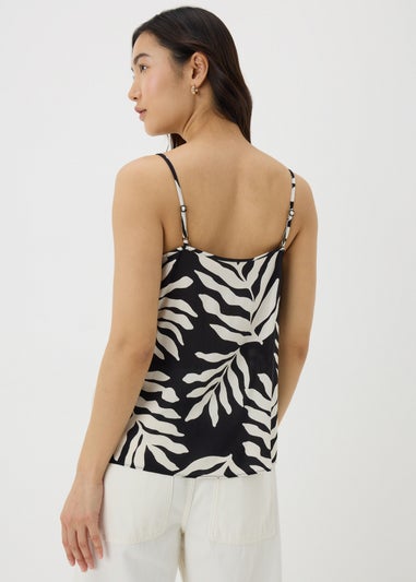 Black Monochrome Leaf Cami Top