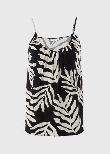 Black Monochrome Leaf Cami Top