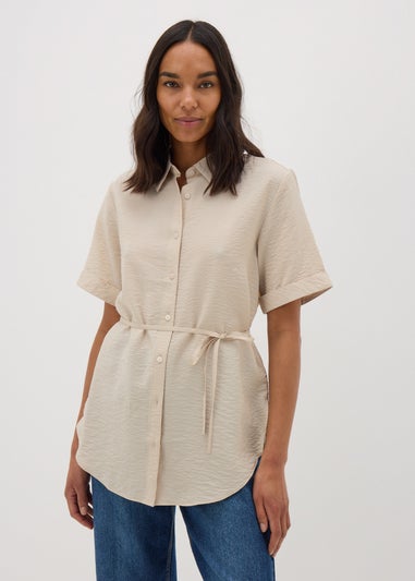 Stone Tie Waist Longline Shirt