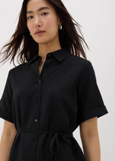 Black Tie Waist Longline Shirt