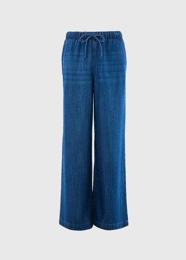 Papaya Petite Blue Dark Wash Wide Leg Comfort Fit Jeans