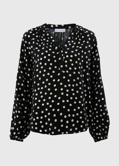 Black Spot Popover Blouse