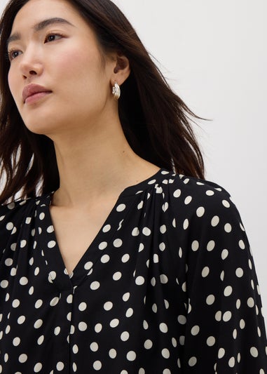 Black Spot Popover Blouse