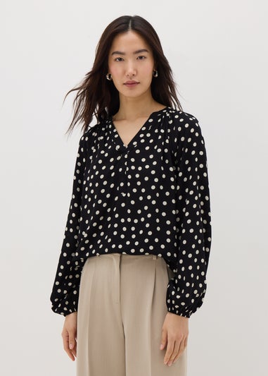 Black Spot Popover Blouse