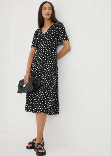 Black Polka Dot Midi Dress