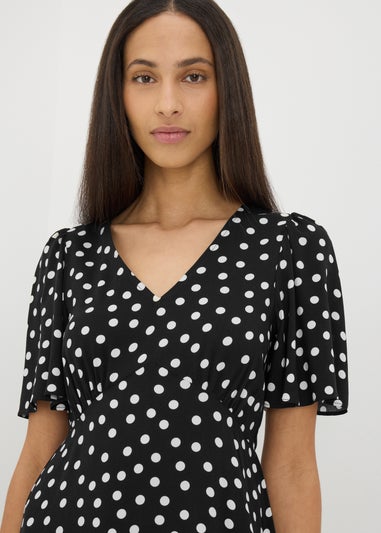 Black Polka Dot Midi Dress