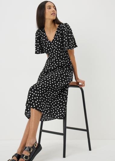 Black Polka Dot Midi Dress