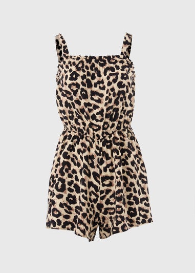 Brown Leopard Print Playsuit